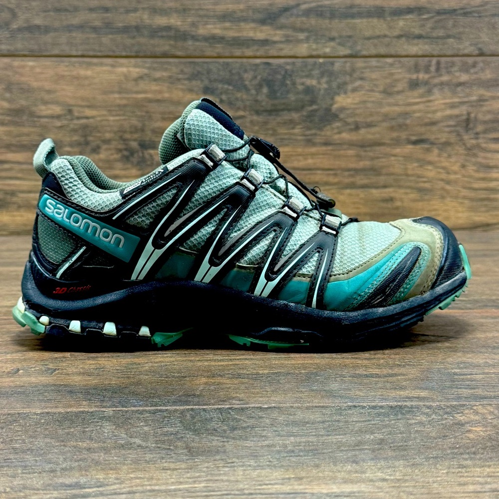 Salomon Shoes Womens 7.5 XA Pro 3D 393335 CS WP Green/Blue Hiking Trail Running